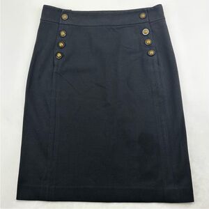 Tory Burch Black Pencil Skirt with Gold Buttons